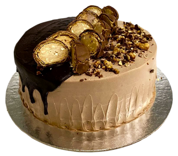 Imagem da Torta de Sonho de Valsa, com massa suave, recheio cremoso e pedaços de Sonho de Valsa decorando a superfície. Ideal para amantes de chocolate.