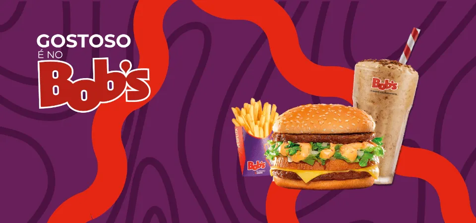Combo Bob’s com hambúrguer, batata frita e milk shake